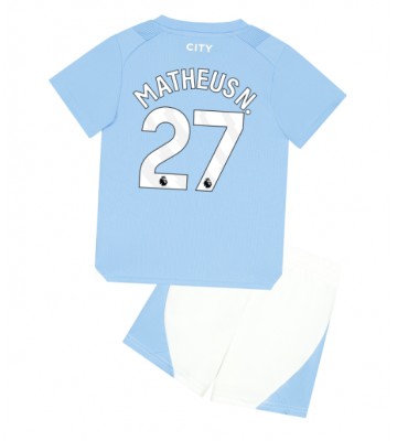 Manchester City Matheus Nunes #27 Koszulka Podstawowych Dziecięca 2023-24 Krótki Rękaw (+ Krótkie spodenki)